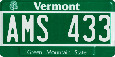 VT license plate AMS433