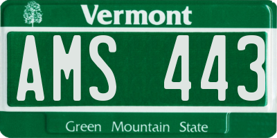VT license plate AMS443