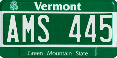 VT license plate AMS445
