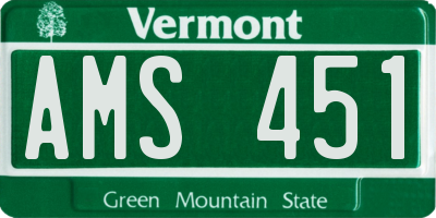 VT license plate AMS451