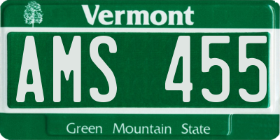 VT license plate AMS455