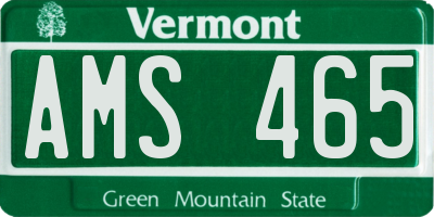 VT license plate AMS465