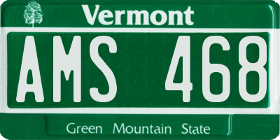 VT license plate AMS468