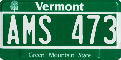 VT license plate AMS473
