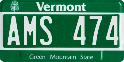 VT license plate AMS474