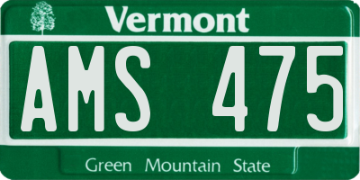 VT license plate AMS475