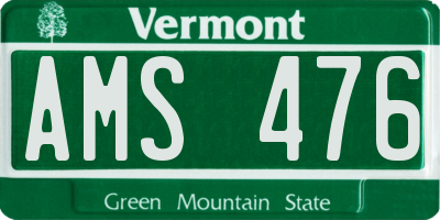 VT license plate AMS476