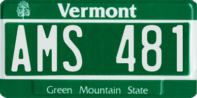 VT license plate AMS481