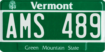 VT license plate AMS489