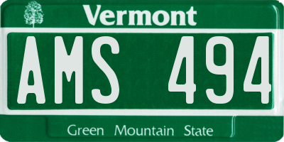 VT license plate AMS494