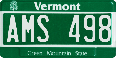 VT license plate AMS498