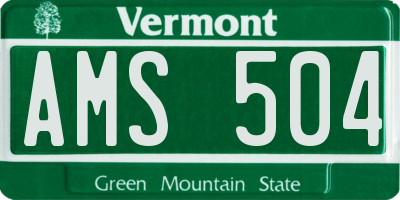 VT license plate AMS504