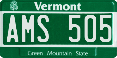 VT license plate AMS505