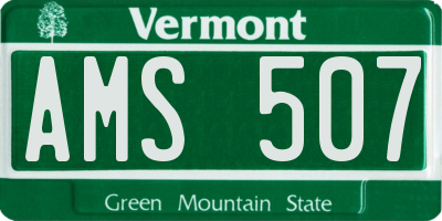 VT license plate AMS507