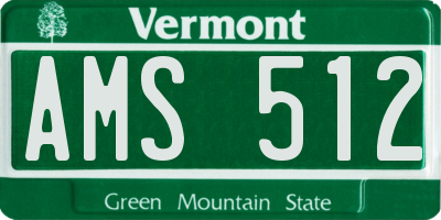VT license plate AMS512