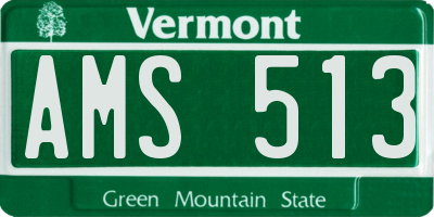 VT license plate AMS513