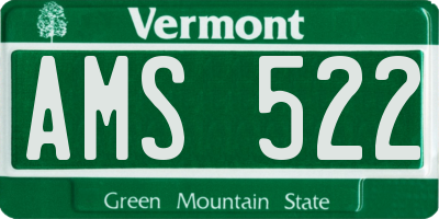 VT license plate AMS522