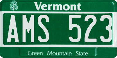 VT license plate AMS523