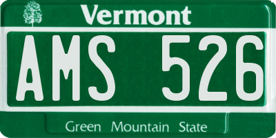 VT license plate AMS526