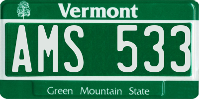 VT license plate AMS533