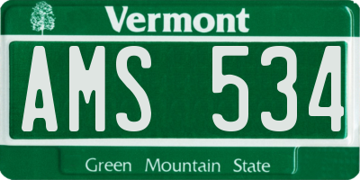 VT license plate AMS534