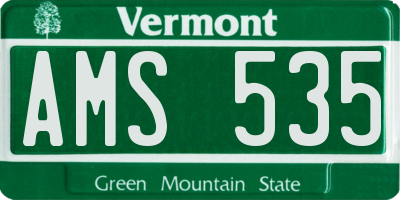 VT license plate AMS535