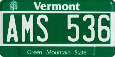 VT license plate AMS536