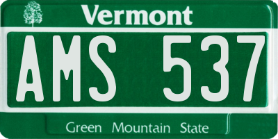 VT license plate AMS537