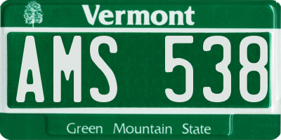 VT license plate AMS538