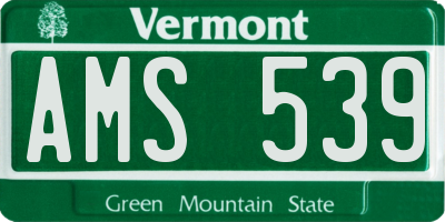 VT license plate AMS539