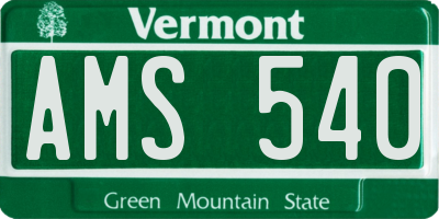 VT license plate AMS540