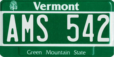 VT license plate AMS542