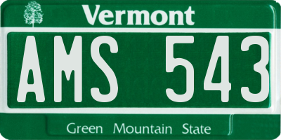 VT license plate AMS543