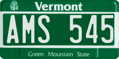 VT license plate AMS545