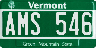VT license plate AMS546