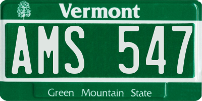 VT license plate AMS547