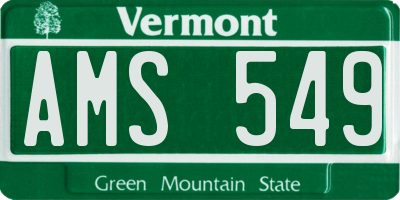 VT license plate AMS549