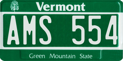 VT license plate AMS554