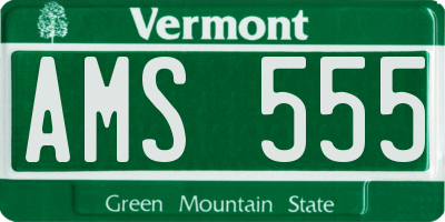 VT license plate AMS555