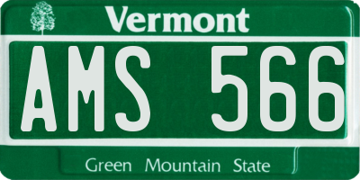 VT license plate AMS566