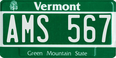 VT license plate AMS567