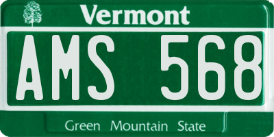 VT license plate AMS568