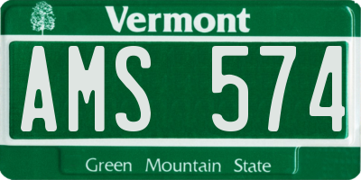 VT license plate AMS574