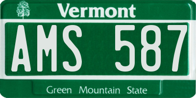VT license plate AMS587