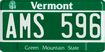 VT license plate AMS596