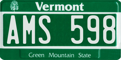 VT license plate AMS598