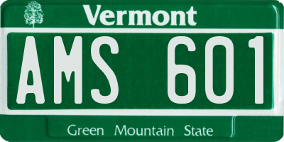 VT license plate AMS601