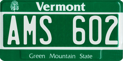 VT license plate AMS602