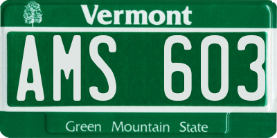 VT license plate AMS603