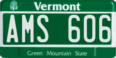 VT license plate AMS606